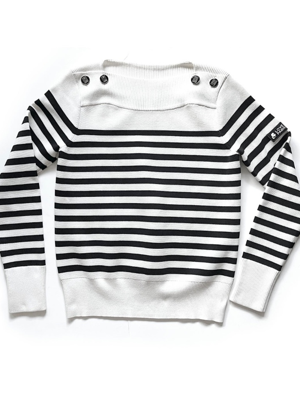Karl Lagerfeld Paris Women's Black & White Long Sleeve Sweater Size: XS - Picture 3 of 7